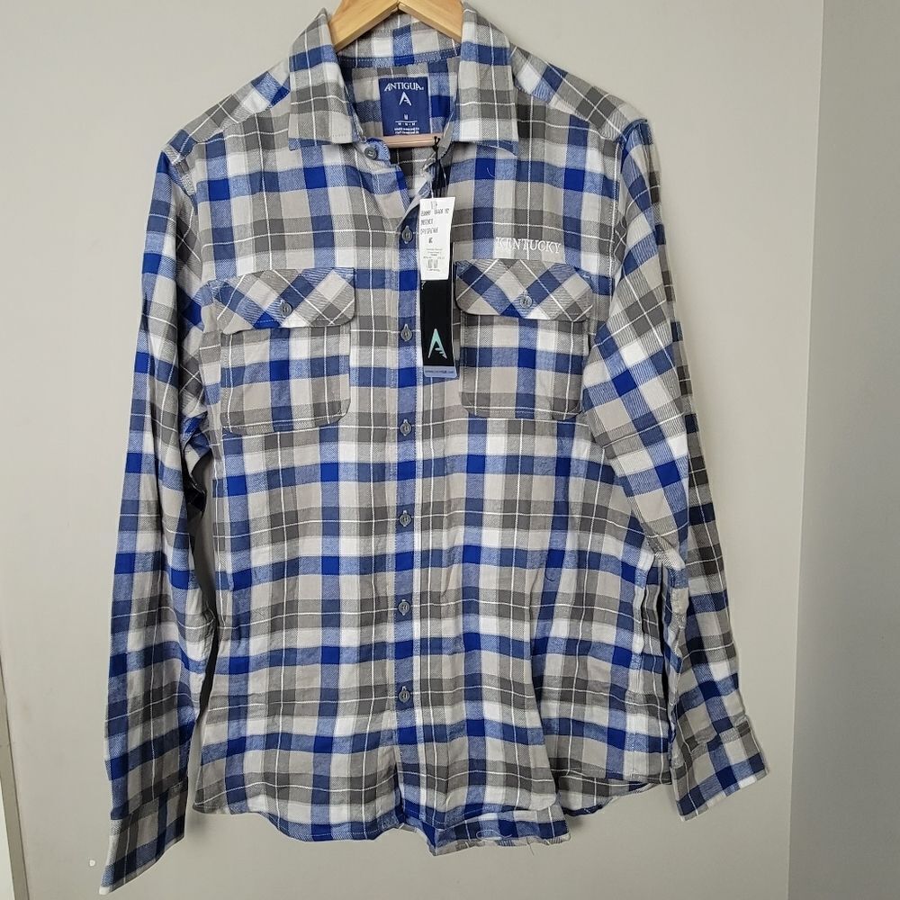 Antigua Kentucky Instinct Flannel Button-Up Shirt